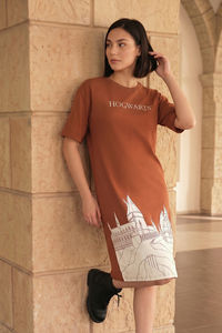 Zivame Harry Potter Knit Cotton Loungewear Dress - Caremal Cafe — thumbnail 1